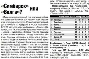 Газета «Чемпион»: «Симбирск» или «Волга»?